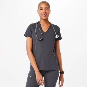 Figs Women's Charcoal Casma Three-Pocket Scrub Top Small